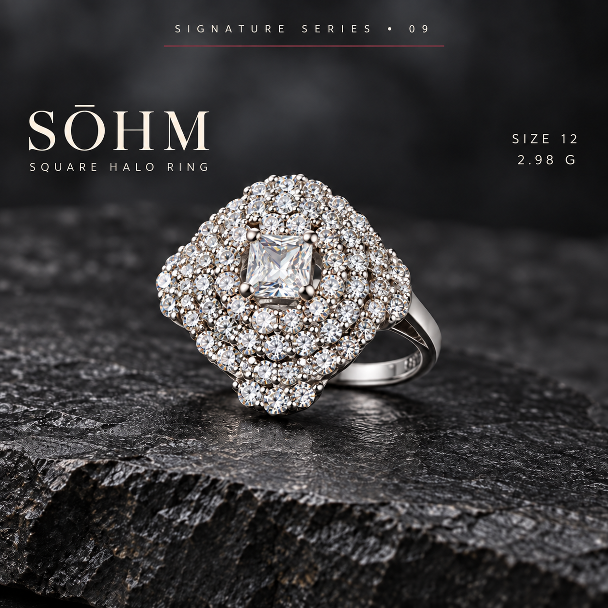 SŌHM Square Halo Ring