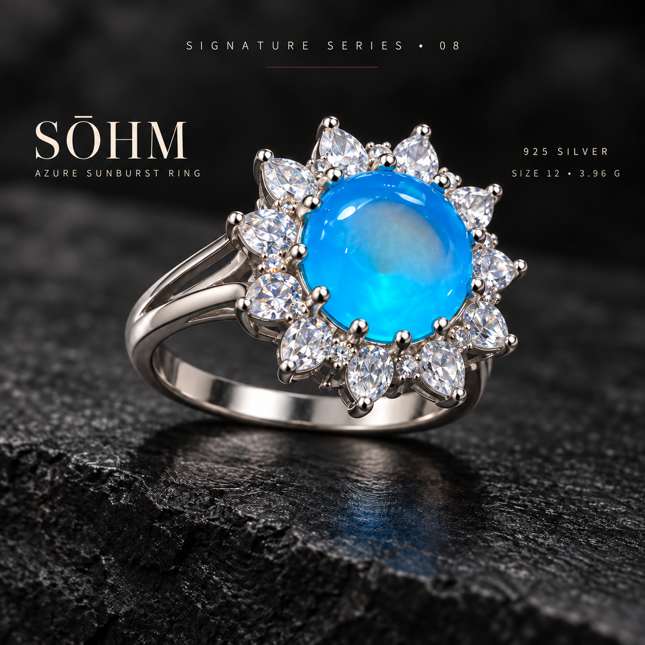SŌHM Azure Sunburst Ring