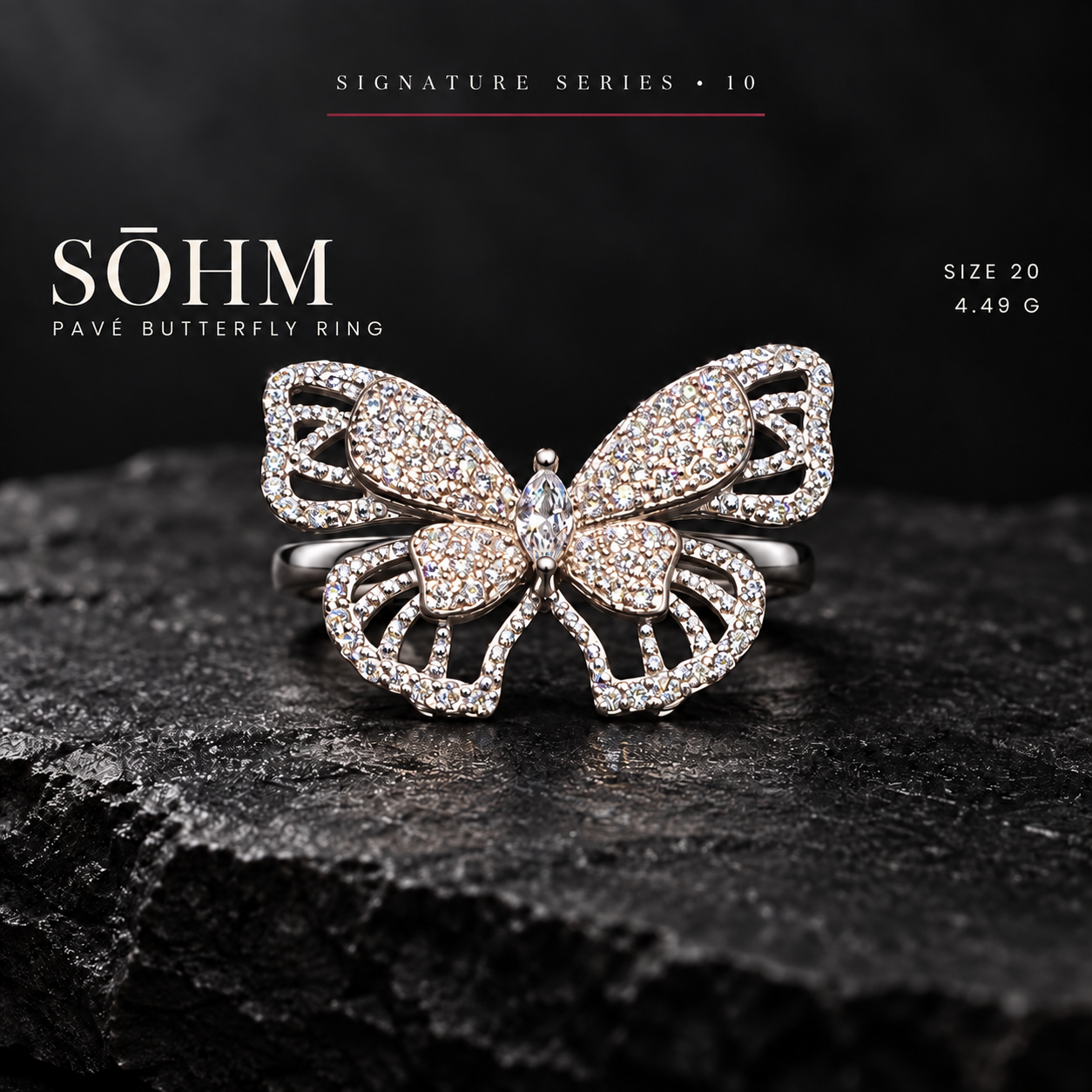 SŌHM Pavé Butterfly Ring